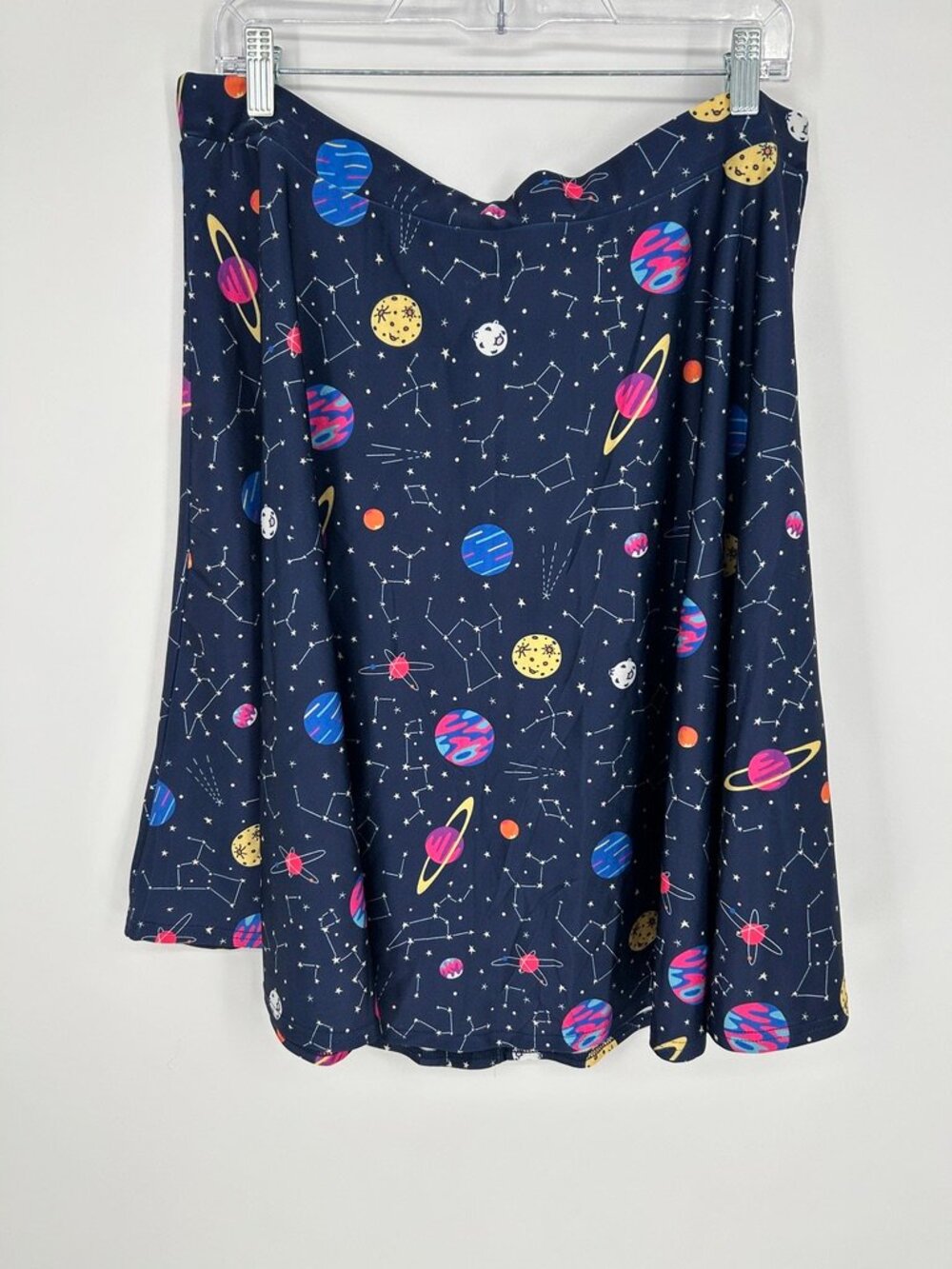 HDE 2X Navy Whimsigoth Celestial Galaxy Constellation Print A-Line Midi Skirt